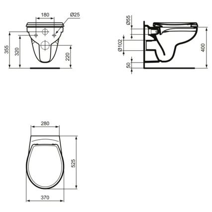 Ideal Standard K881001 - Подвесной безободковый унитаз EUROVIT, керамика/белый