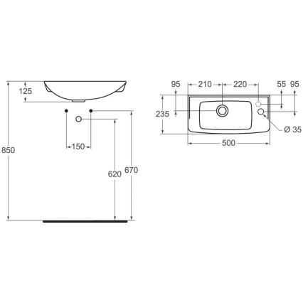 Ideal Standard R421901 - настінний умивальник EUROVIT 50x23,5 см кераміка/білий