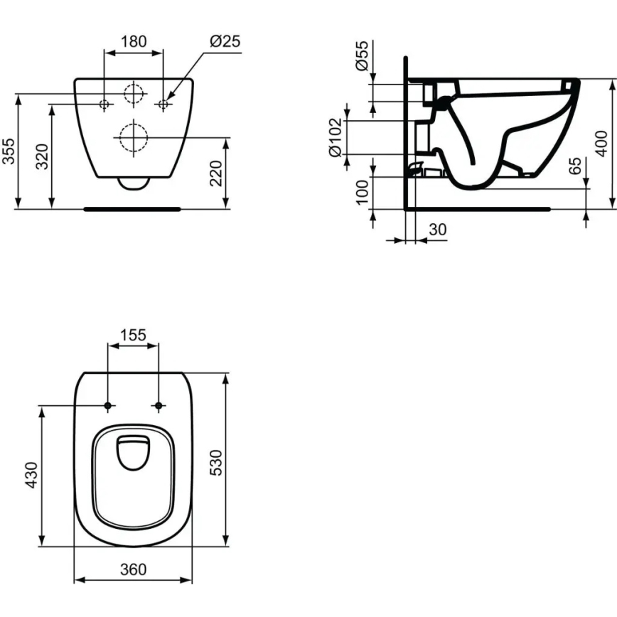 Ideal Standard T007801 - Підвісний унітаз TESI, кераміка/білий