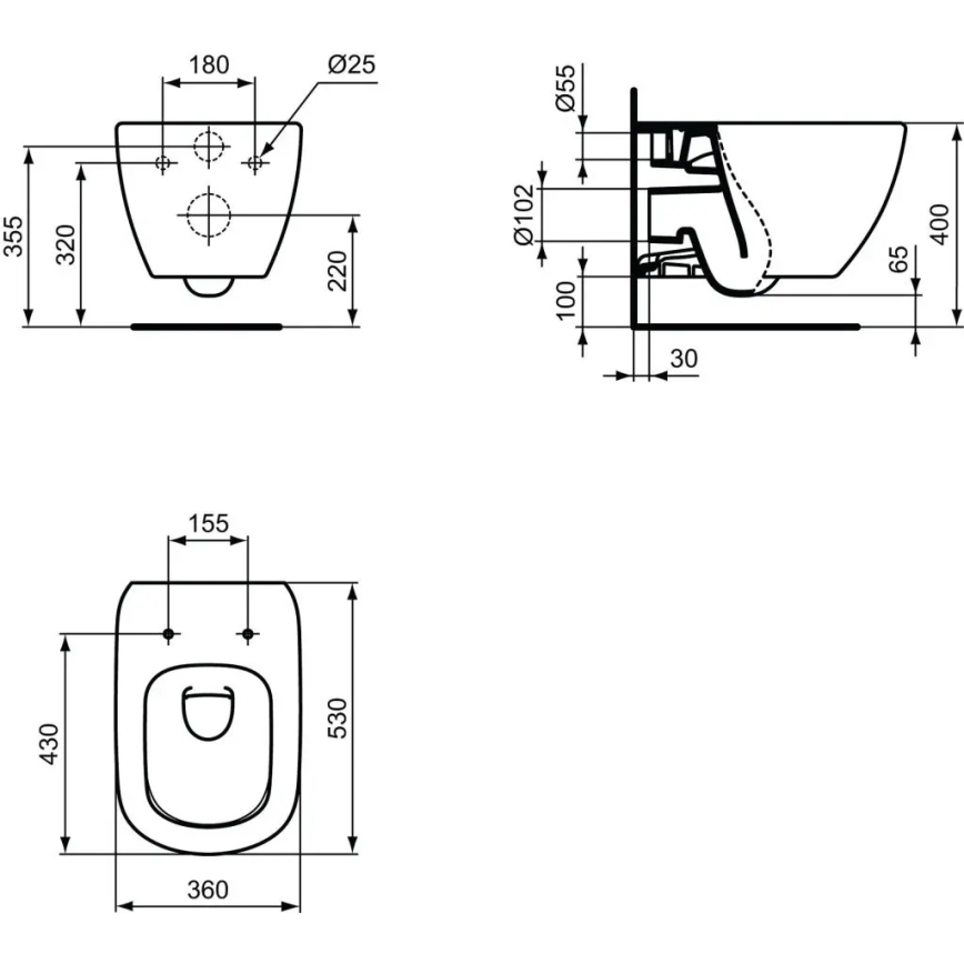 Ideal Standard T007901 - підвісний керамічний унітаз TESI, білий