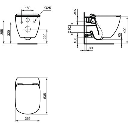 Ideal Standard T354601 - Підвісний унітаз з кришкою SoftClose TESI кераміка/білий