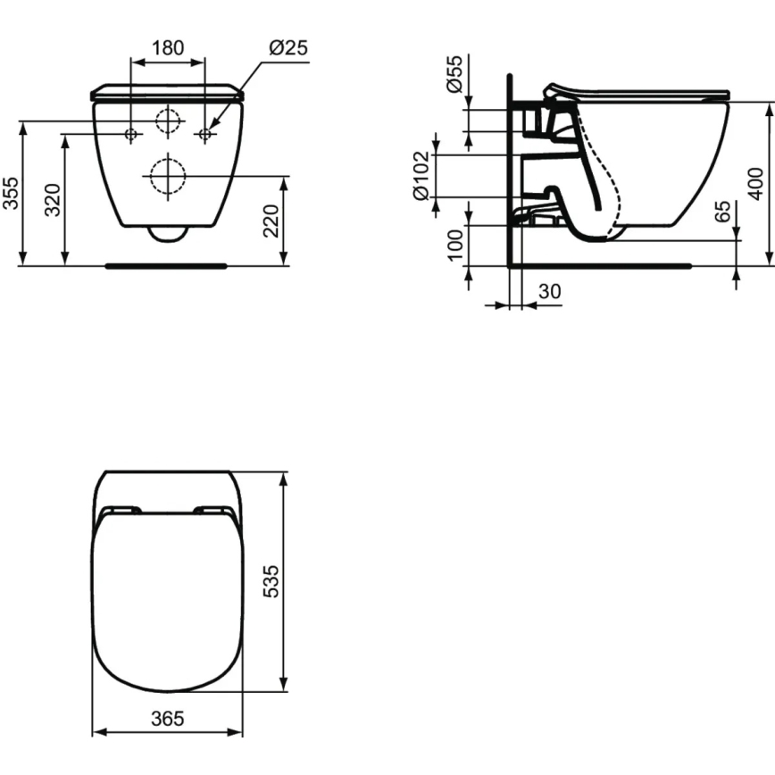 Ideal Standard T354601 - Підвісний унітаз з кришкою SoftClose TESI кераміка/білий