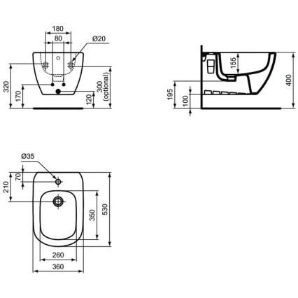 Ideal Standard T457001 - Підвісне біде TESI, керамічне, біле