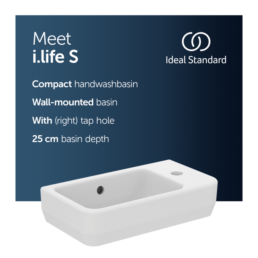 Ideal Standard T458601 - Подвесной умывальник I.LIFE S 45x25 см керамика/белый