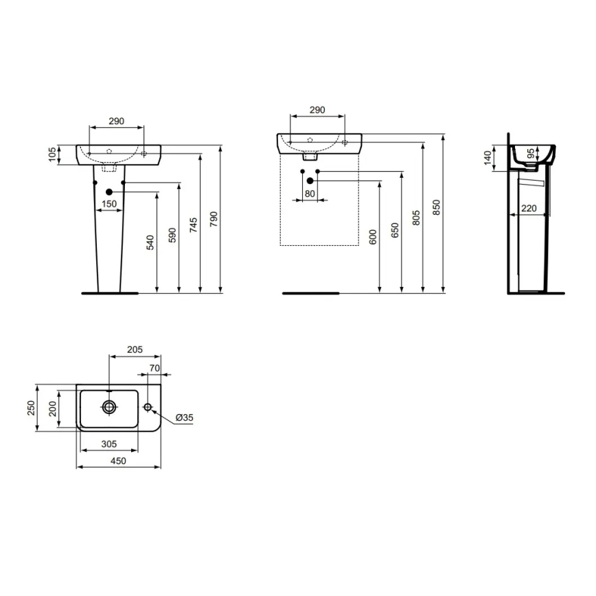 Ideal Standard T458601 - Подвесной умывальник I.LIFE S 45x25 см керамика/белый