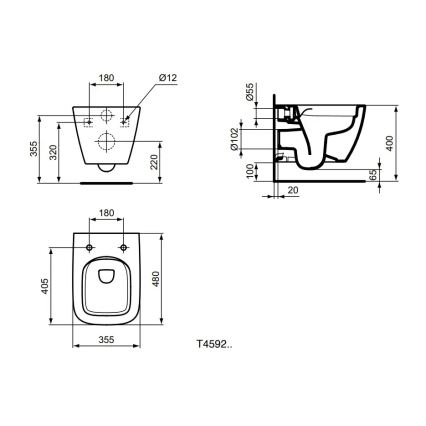 Ideal Standard T459201 - Подвесной безободковый унитаз I.LIFE S керамика/белый