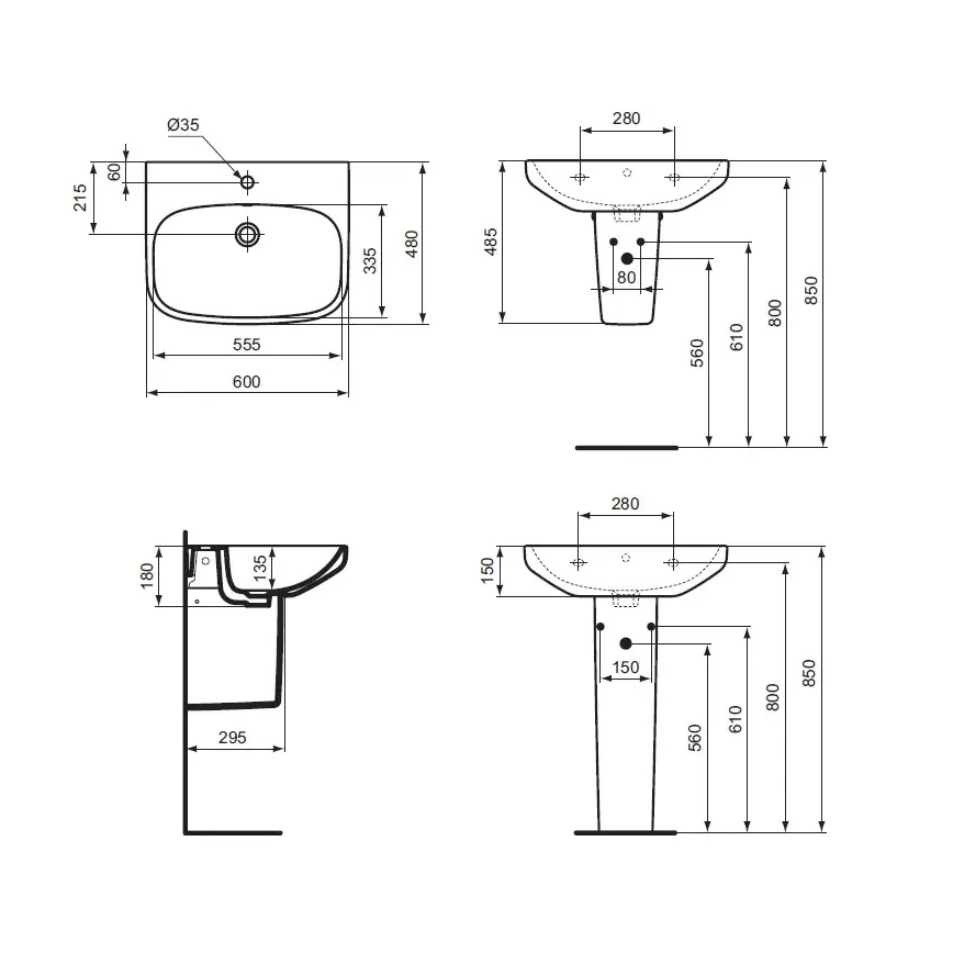 Ideal Standard T470501 - Подвесной умывальник I.LIFE A 60x48 cm керамика/белый