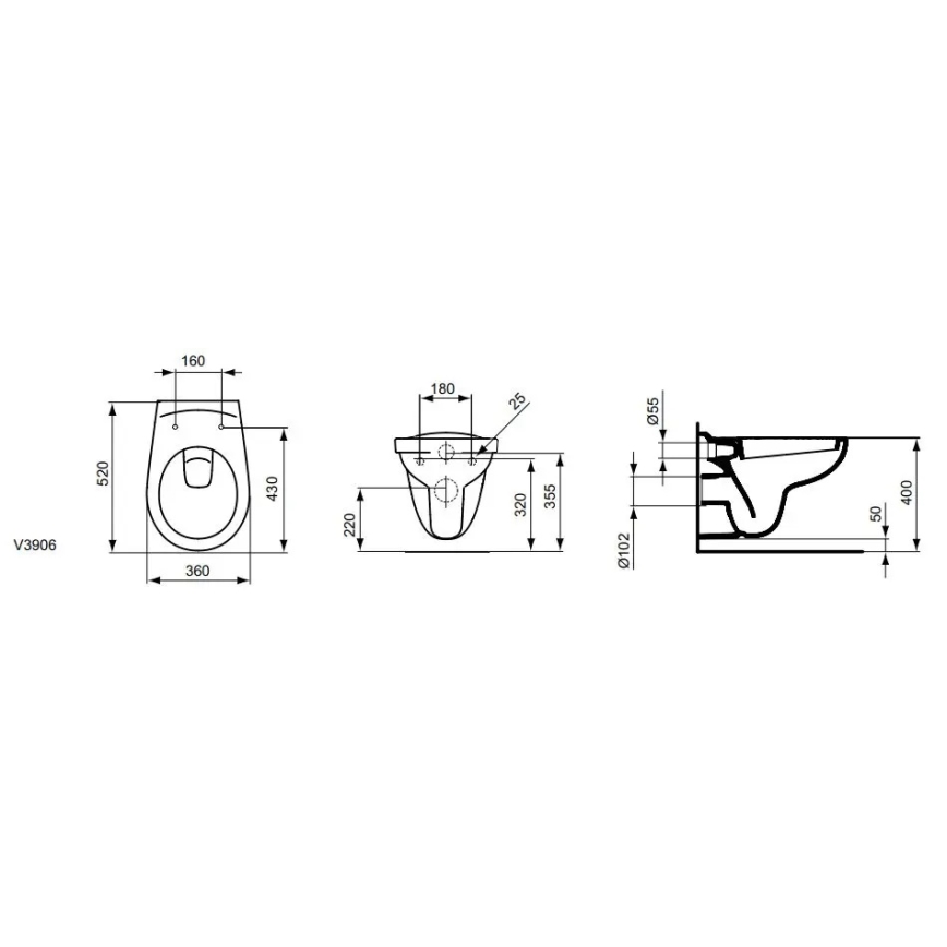 Ideal Standard V390601 - Підвісний унітаз EUROVIT кераміка/білий