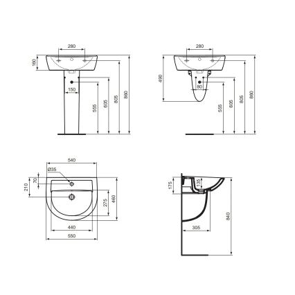 Ideal Standard W332601 - Подвесной умывальник EUROVIT 55x46 см керамика/белая