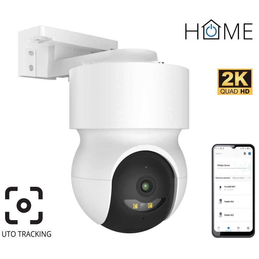 Розумна вулична камера з датчиком руху 2K 12V IP65 Wi-Fi біла