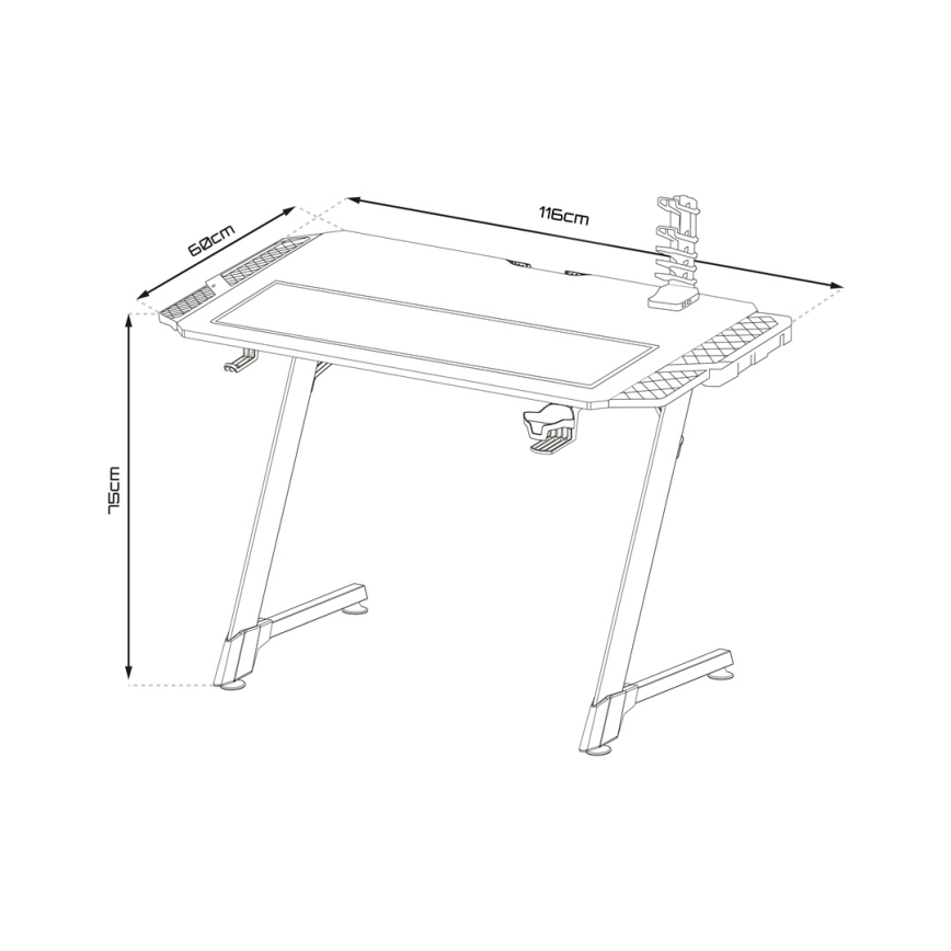 Ігровий стіл SNAKE з LED RGB-підсвіткою 100x60 см чорний