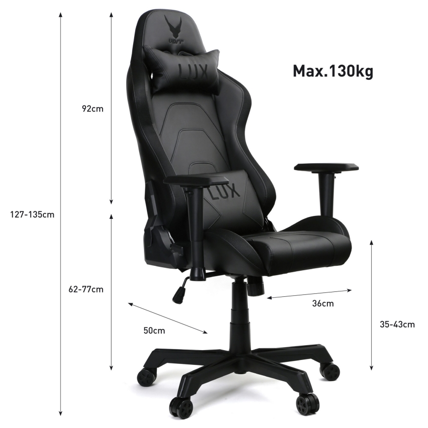 Игровое кресло VARR Lux со светодиодной подсветкой RGB + ДУ, черное