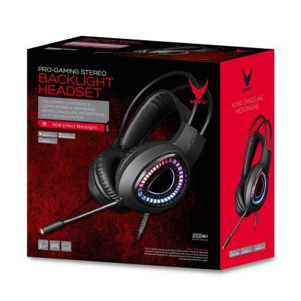 Игровые наушники VARR со светодиодной RGB-подсветкой и микрофоном 7.1