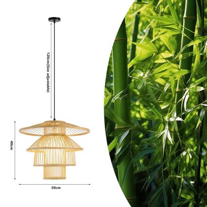 Подвесная люстра PINCHOS 1xE27/40W/230V диаметр 50 см бамбук
