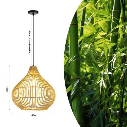 Підвісна люстра PELO 1xE27/40W/230V діаметр 40 см ротанґ