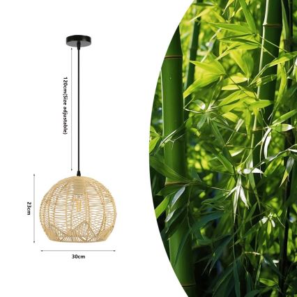 Подвесная люстра PELO 1xE27/40W/230V диаметр 30 см ротанг