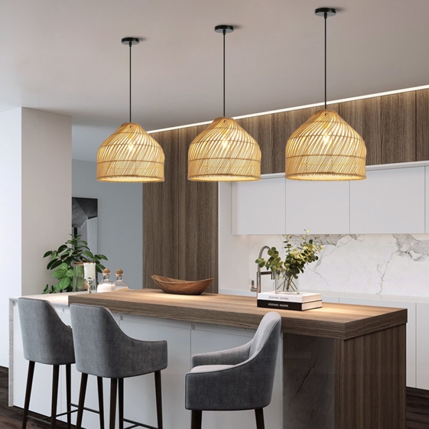 Підвісна люстра PELO 1xE27/40W/230V діаметр 40 см ротанґ