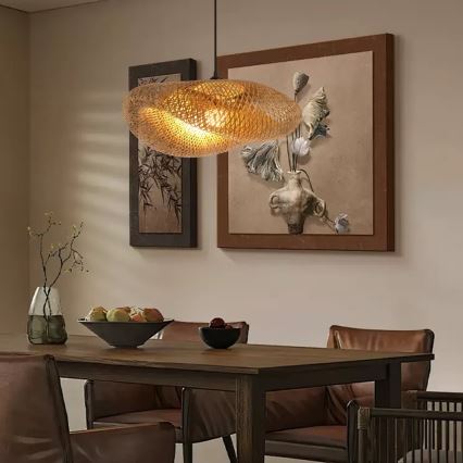 Подвесная люстра HILO 1xE27/40W/230V диаметр 60 см бамбук