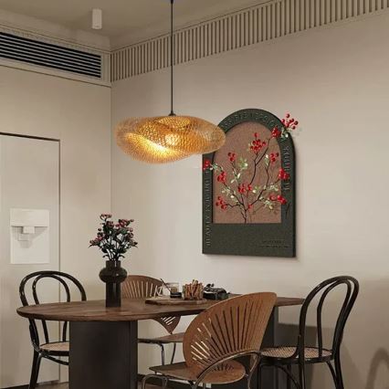 Подвесная люстра HILO 1xE27/40W/230V диаметр 60 см бамбук