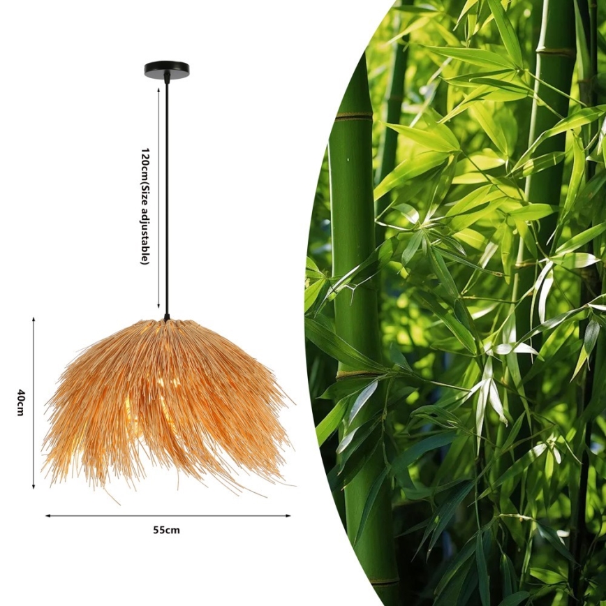 Підвісна люстра NATURALEZA 1xE27/40W/230V діаметр 55 см ротанґ