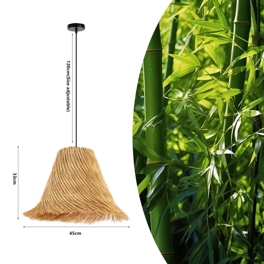 Підвісна люстра NATURALEZA 1xE27/40W/230V діаметр 45 см ротанґ