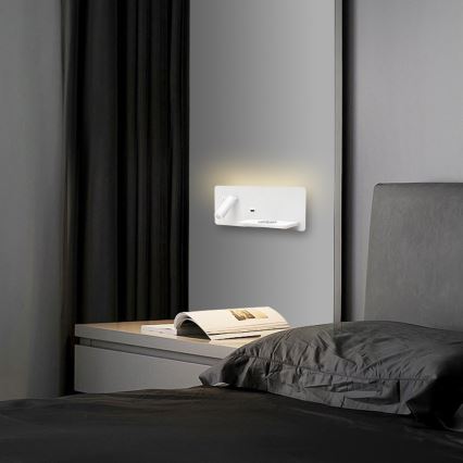 Immax 08285L - Светодиодный настенный точечный светильник с полкой, USB-портом и беспроводной зарядкой Be PREPARE LED/3W/230V + LED/3W белый