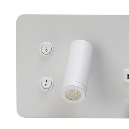 Immax 08285L - Светодиодный настенный точечный светильник с полкой, USB-портом и беспроводной зарядкой Be PREPARE LED/3W/230V + LED/3W белый