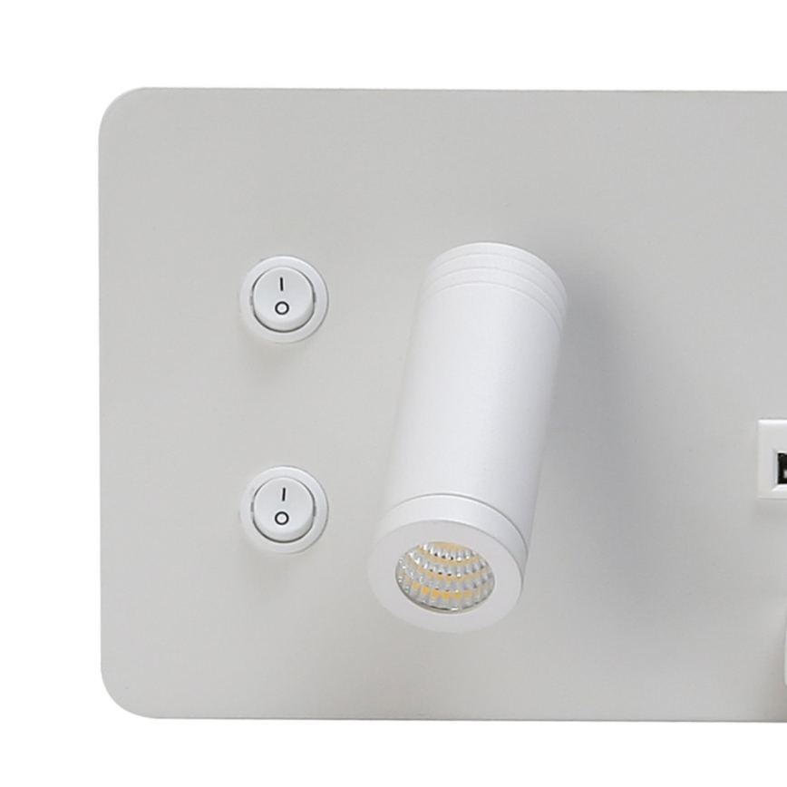 Immax 08285L - Светодиодный настенный точечный светильник с полкой, USB-портом и беспроводной зарядкой Be PREPARE LED/3W/230V + LED/3W белый