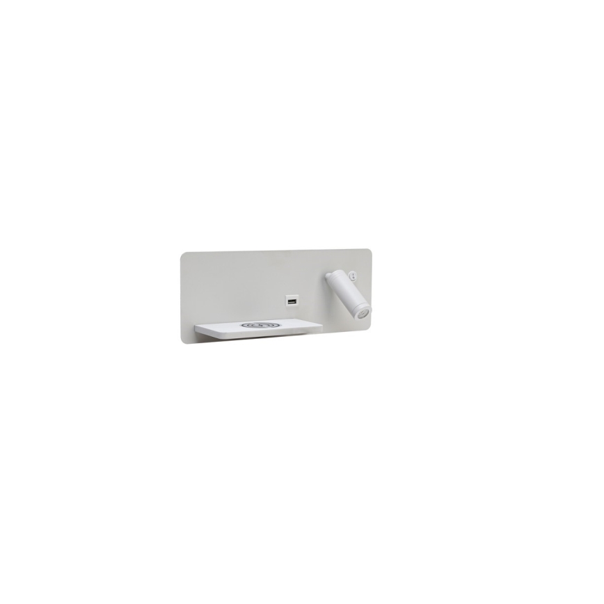 Immax 08286L - LED Настінний точковий світильник з поличкою, USB-портом і бездротовою зарядкою Be PREPARE LED/3W/230V + LED/3W білий