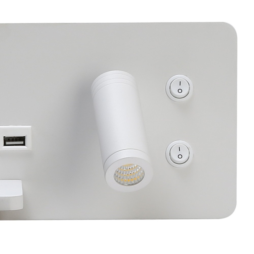 Immax 08286L - LED Настінний точковий світильник з поличкою, USB-портом і бездротовою зарядкою Be PREPARE LED/3W/230V + LED/3W білий