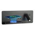 Immax 08288L - LED Настінний точковий світильник з поличкою, USB-портом і бездротовою зарядкою Be PREPARE LED/3W/230V + LED/3W чорний