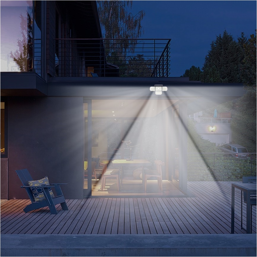 Світлодіодний настінний світильник з датчиком на сонячній батареї LED/5W/5,5V IP65 2400 mAh