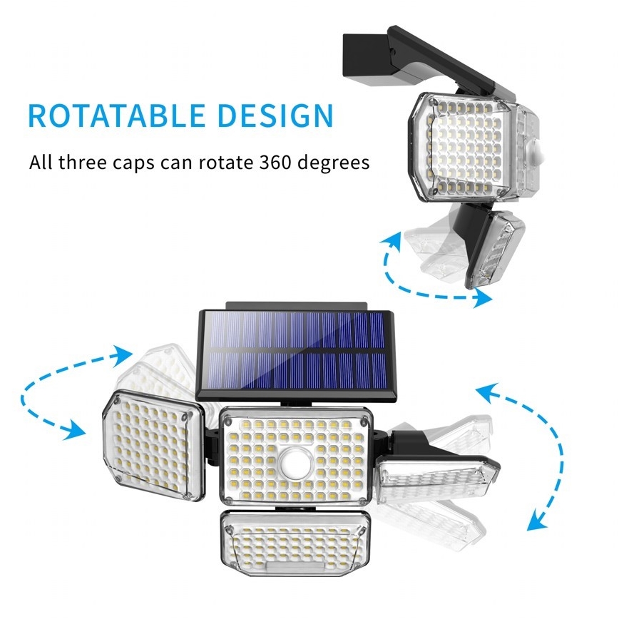 Світлодіодний настінний світильник з датчиком на сонячній батареї LED/5W/5,5V IP65 2400 mAh