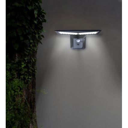 Светодиодный настенный светильник на солнечной батарее с датчиком LED/2,6W/5,5V IP65 1800 mAh черный