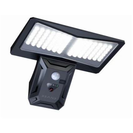 Светодиодный настенный светильник на солнечной батарее с датчиком LED/2,6W/5,5V IP65 1800 mAh черный
