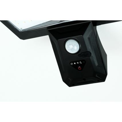 Светодиодный настенный светильник на солнечной батарее с датчиком LED/2,6W/5,5V IP65 1800 mAh черный