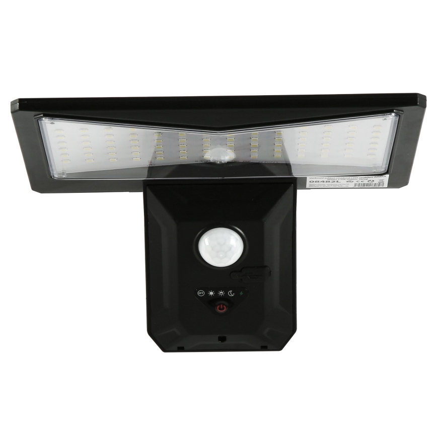 Светодиодный настенный светильник на солнечной батарее с датчиком LED/2,6W/5,5V IP65 1800 mAh черный