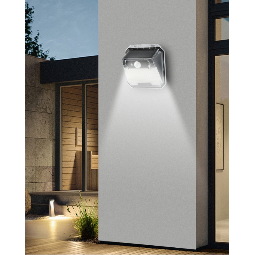 Светодиодный настенный светильник на солнечной батарее с датчиком LED/3W/5,5V IP65 1200 mAh