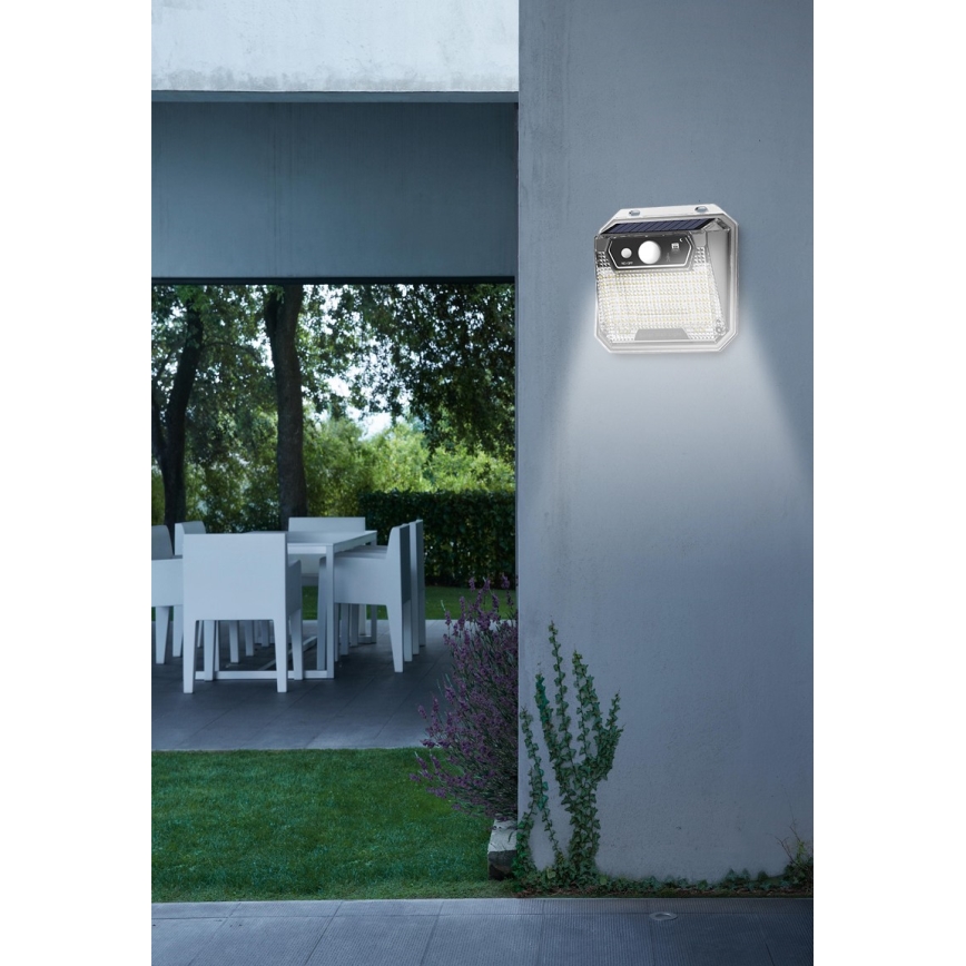 Світлодіодний настінний світильник з датчиком на сонячній батареї LED/3W/5,5V IP65 1200 mAh