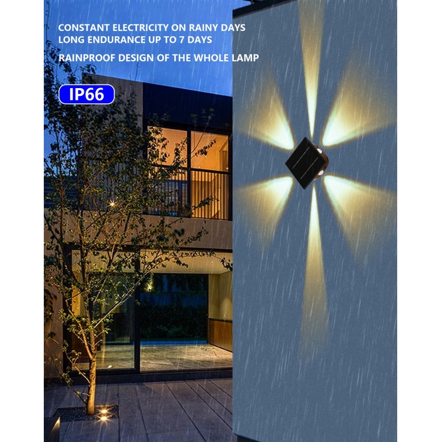Світильник на сонячних батареях з LED, настінний, з датчиком LED/2Вт/5В IP54 1300 мАг