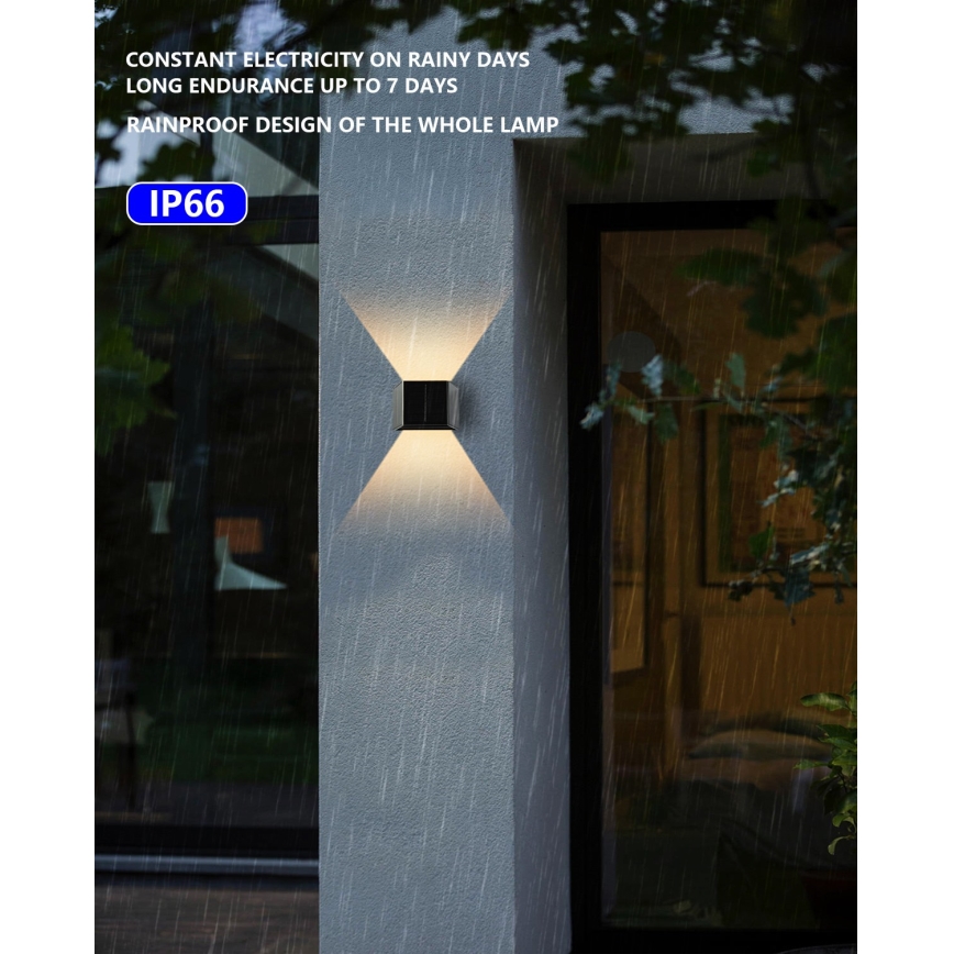 Світлодіодний настінний світильник з датчиком на сонячній батареї LED/2W/5V IP54 1300 mAh