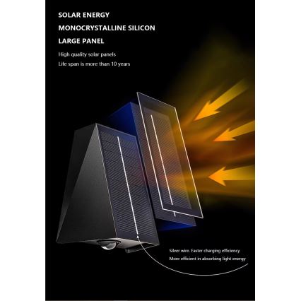 Світлодіодний настінний світильник з датчиком на сонячній батареї LED/2W/5V IP54 1300 mAh