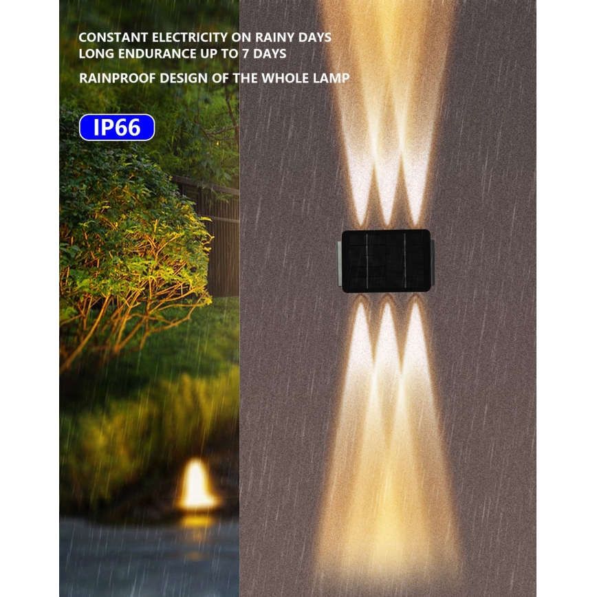 Светодиодный настенный светильник на солнечной батарее с датчиком LED/2W/5V IP54 1300 mAh