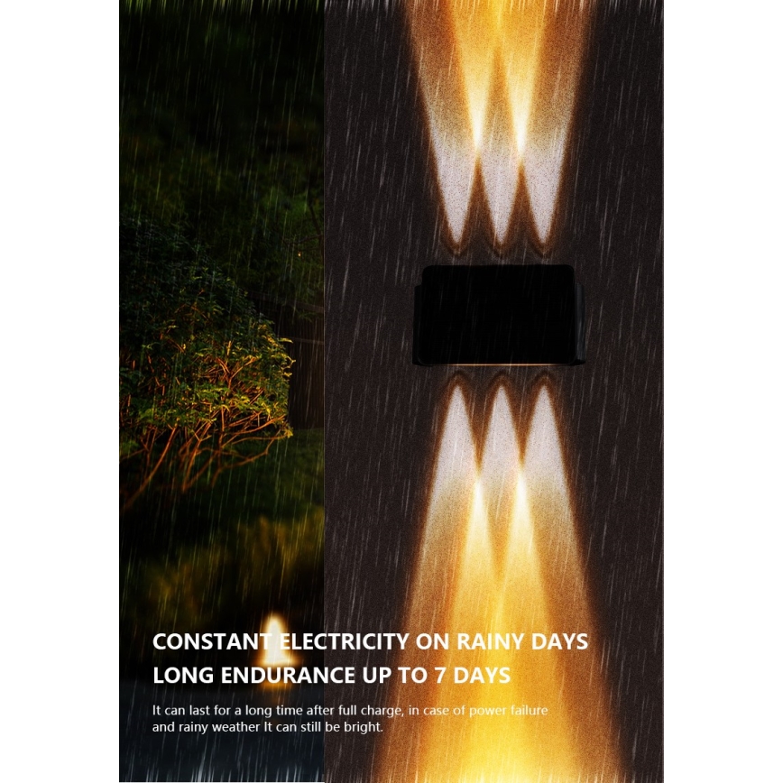 Світлодіодний настінний світильник з датчиком на сонячній батареї LED/2W/5V IP54 1300 mAh