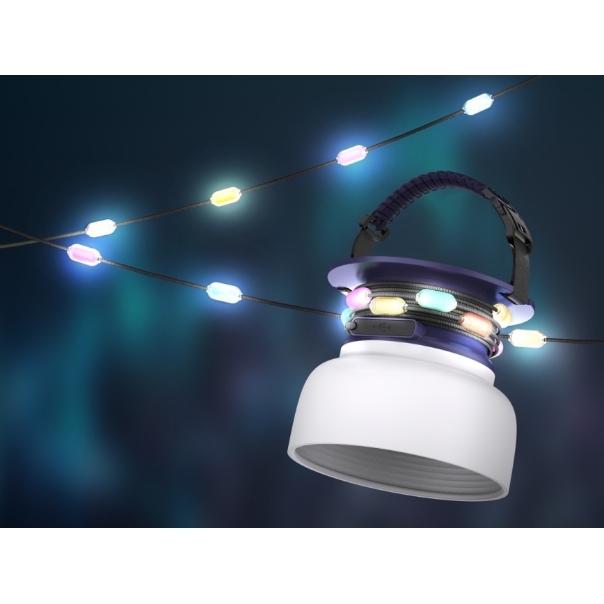 LED RGB Портативна сонячна акумуляторна лампа з LED ланцюгом LED/10W/5V 3600 mAh IP65