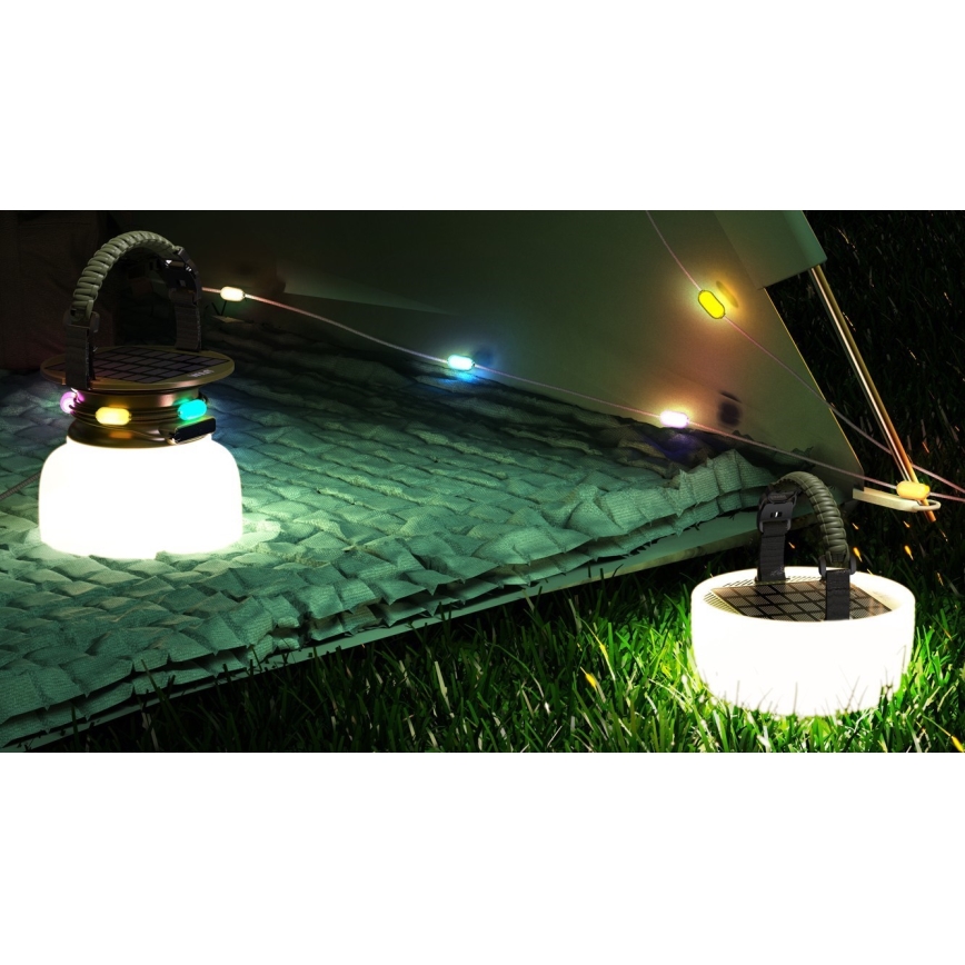 LED RGB Портативна сонячна акумуляторна лампа з LED ланцюгом LED/10W/5V 3600 mAh IP65