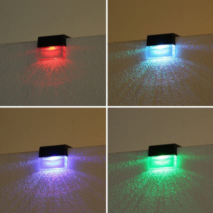 НАБОР 6x Светодиодный настенный RGB-светильник на солнечной батарее LED/1W/1,2V 3500K IP65