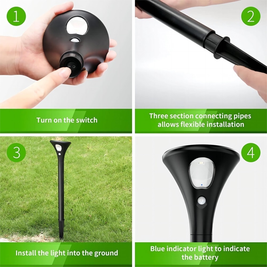 Світлодіодна сонячна лампа з датчиком LED/1W/3,7V 6000K IP65 1500 мАг