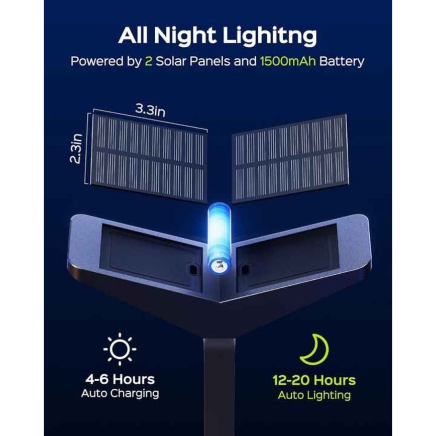 Світлодіодна сонячна лампа з датчиком SUN BUTTERFLY LED/1,5W/3,7V 3000/6000K IP65 1500 mAh
