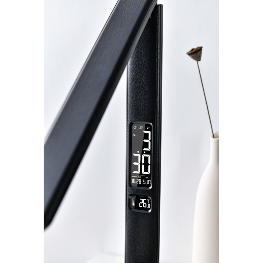 Светодиодная настольная лампа с регулированием яркости и дисплеем LED/9W/230V/12V черный